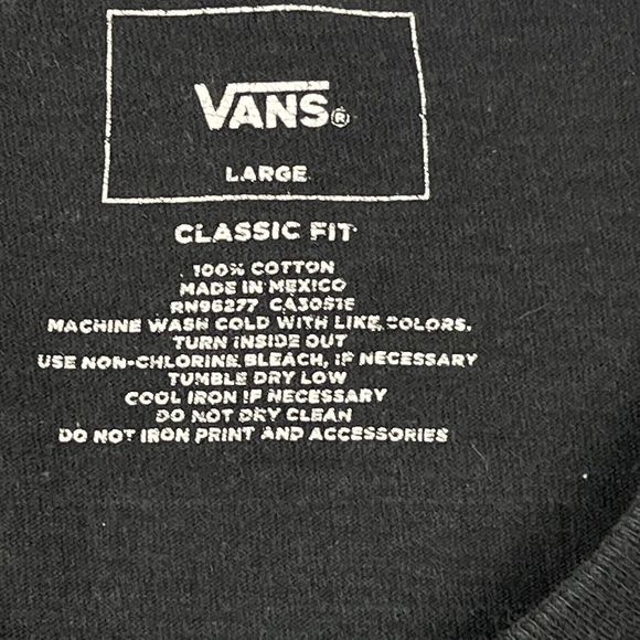 Vans T Shirt Mens Large Black Off The Wall Long Sleeve Knit Classic Fit Tee - Picture 11 of 15